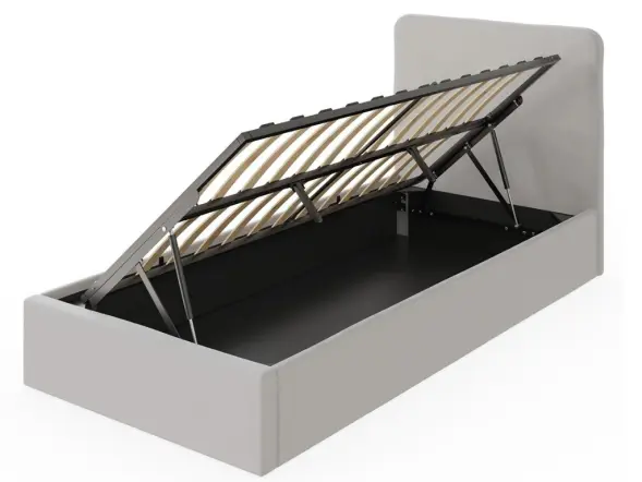 GFW Chiswick Side Lift Ottoman Bed in Soft Grey Velvet with Hidden Storage